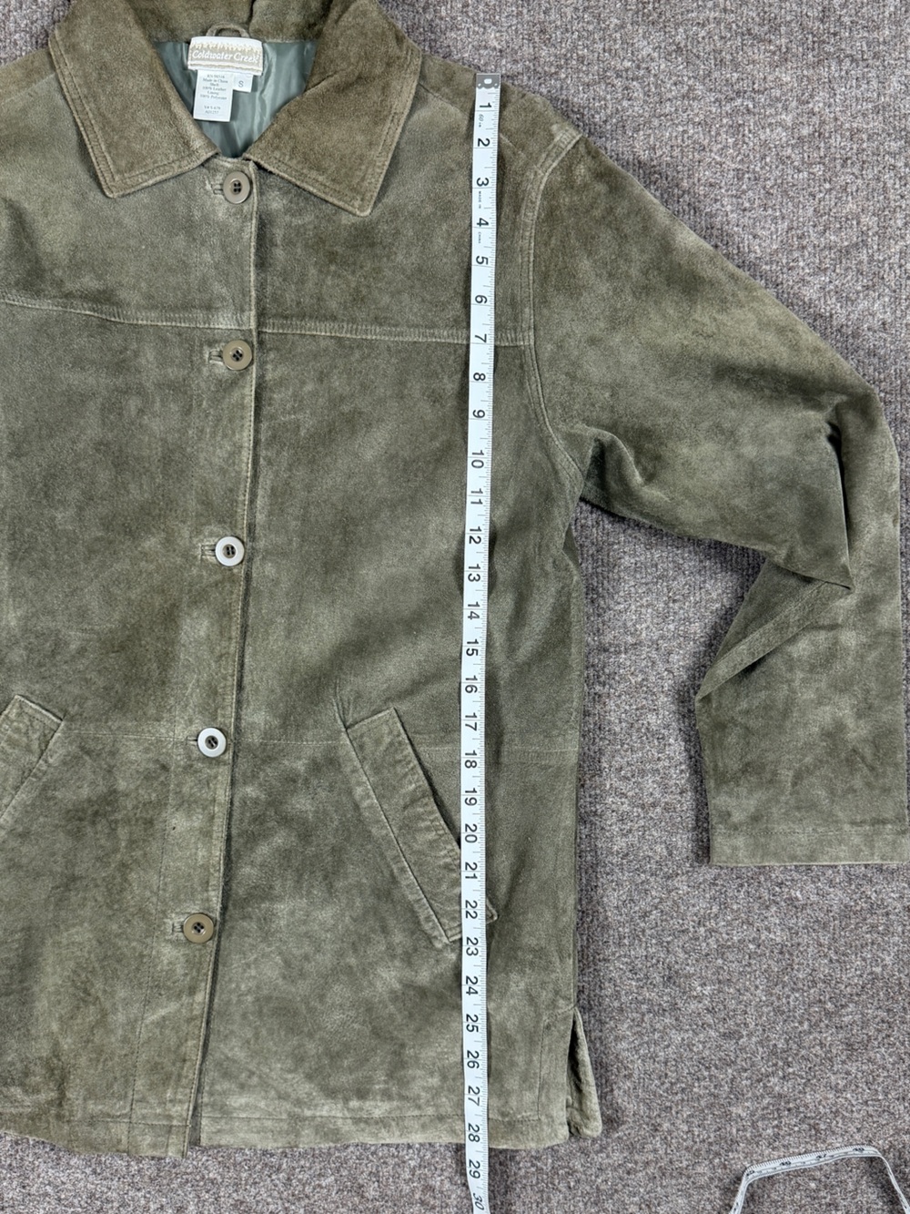 Vintage Coldwater Creek Green Suede Leather Button Front Jacket Women’s S‎ Y2K - Picture 7 of 9